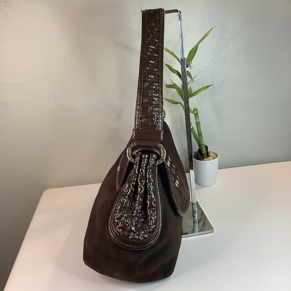 🛍STUNNING ! 🌟BULGARI Brown Suede Large Hobo Bag🛍 - Picture 3 of 10